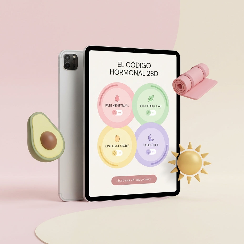 "EL CÓDIGO HORMONAL 28D"+3 BONOS EXCLUSIVOS+EL PROTOCOLO "ADIÓS-CAFEÍNA" (ENERGÍA SIN CHOQUE)+LISTA DE SÚPER: COMPRA INTELIGENTE 28D+DIARIO DE SEÑALES BIOLÓGICAS (TRACKER 2 MIN)